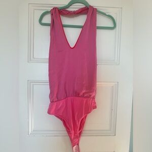 Vicki halter neck bodysuit pink